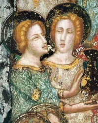Affresco della cappella di San Michele: scene delle gioie della Vergine Maria