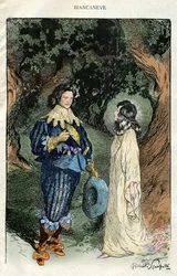 Illustrazione di Filiberto Scarpelli (1870-1933) per la favola "Biancaneve", tratta da una raccolta di favole dei fratelli Grimm "Biancaneve e altri racconti" del 1920 circa.