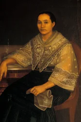 Ritratto di una donna in costume tradizionale filippino