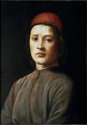 Ritratto di un giovane con cappello rosso