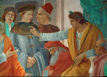 La disputa tra San Pietro, San Paolo e lo stregone Simon Magus alla presenza dell