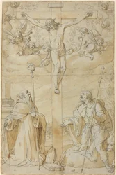 La crocifissione con i santi Rocco e Agostino