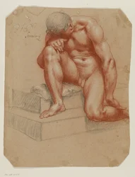 Nudo maschile accovacciato
