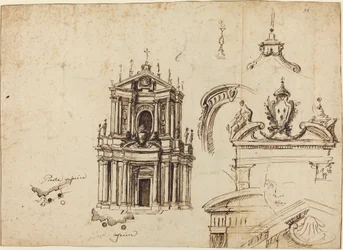 Studi per la facciata di Santa Cristina (recto)