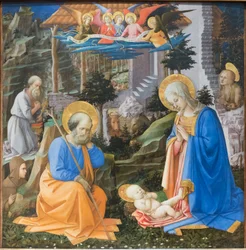 Adorazione del Bambino Gesù con santi e angeli