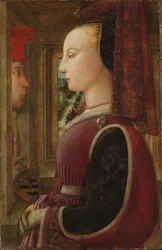Ritratto di donna con uomo alla finestra