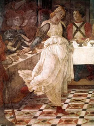 Il banchetto di Erode, episodi della vita di San Giovanni Battista. Dettaglio che rappresenta Salomè