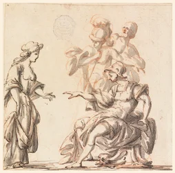 Disegno, Un guerriero classico riceve una donna, metà del XVIII secolo