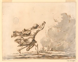 Disegno, Un giovane che corre verso il fuoco, metà del XVIII secolo