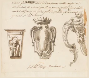 Disegno, progetto di una console e di uno scudo, 1763