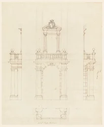 Disegno, cassa di una porta e telaio di una porta, 1750-75