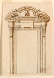 Disegno, prospetto della cassa di una porta, 1750-75