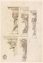 Disegno, Cinque motivi angolari, 1750 ca.
