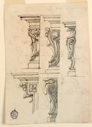 Disegno, Cinque motivi angolari, 1750 ca.