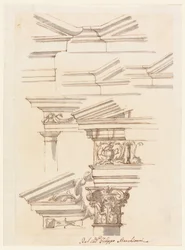 Disegno, Studi per trabeazione e frontone, 1770 ca.