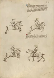 Combattimento equestre con lancia e spada
