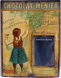 Targa pubblicitaria del cioccolato Menier, c.1900