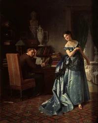Una signora alla moda. Preparazione per un Ballo, 1872