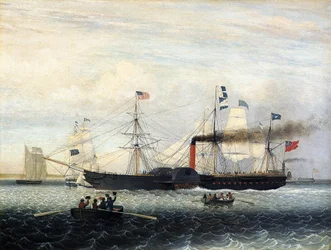 La Britannia entra nel porto di Boston, 1848