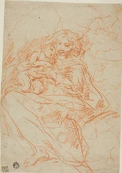 Vergine e Bambino (recto); Parte di Schizzo di Pala d