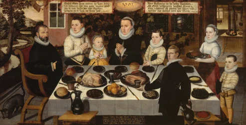 Una famiglia protestante durante la cena