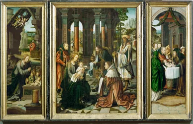"Adorazione dei Magi", "adorazione del bambino", "circoncisione" (legno)