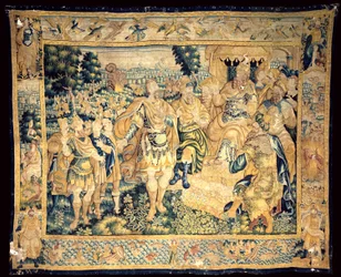 Cattedrale. Interno. Arazzo fiammingo. La storia di Giuda Maccabeo (?). Origine Oudenaarde. Marchi non identificati in basso a destra. Ca 1575-1610.
