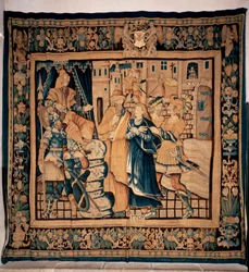 Tesoro del museo di Conques. Arazzo fiammingo. Storia di Sainte Foy. XVI secolo (?)