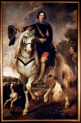 Ritratto equestre di un capitano con il suo paggio moro, 1635 circa