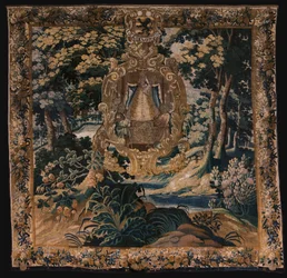 Arazzo fiammingo. Paesaggio con la Madonna nera. Atelier di Oudenaarde. 1665.