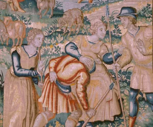 Arazzo fiammingo. Battito di mani. Atelier di Oudenaarde. XVII secolo