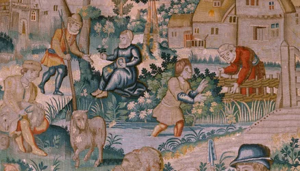 Arazzo fiammingo. Applauso. Atelier di Oudenaarde. XVII secolo.