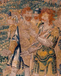 Arazzo fiammingo. Il fratello di Annibale, Hasdrubale, fatto prigioniero dai Romani. Atelier di Oudenaarde. 347x407cm. Inv 00005.