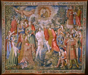Arazzo fiammingo. Serie La Storia di San Giovanni Battista: Il Battesimo di Cristo. Atelier di Bruxelles. 1515-1520.