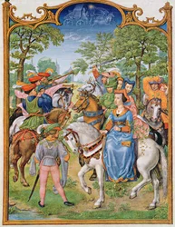 Fol 5v Il mese di maggio: Festa degli alberi, dal Breviarium Grimani, c.1515