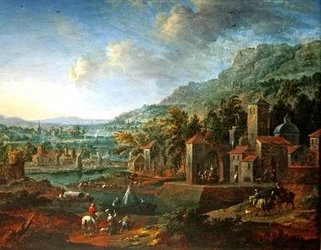 Paesaggio con cavalieri