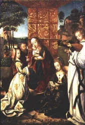 Madonna col Bambino con Santa Caterina, un angelo e altre figure