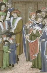 Gruppo di dottori, uomini, donne e bambini, da De Medina Fen I. II, di Avicenna (980-1037)