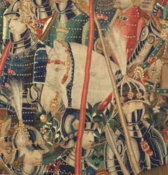 Museo Parrocchiale di Arazzi di Pastrana. Arazzo fiammingo. Conquista di Tangeri. Serie Conquiste del re Alfonso I del Portogallo. Tournai. Lana e seta