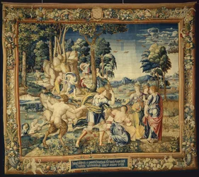 Pomona sorpresa da Vertumno e altri pretendenti, dalla Storia di Vertumno e Pomona