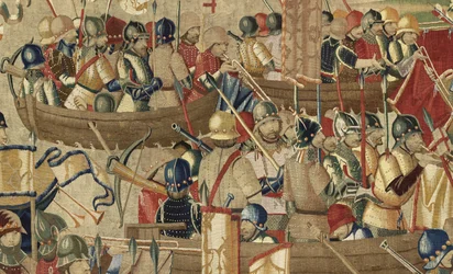 Arazzo che mostra le conquiste del re Alfonso V del Portogallo, Tournai (dettaglio)