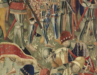 Arazzo che mostra le conquiste del re Alfonso V del Portogallo (Conquistas de Alfonso V de Portugal), Tournai (dettaglio)