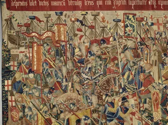 Arazzo che mostra le conquiste del re Alfonso V del Portogallo (Conquistas de Alfonso V de Portugal), Tournai (dettaglio)