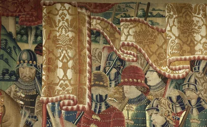 Arazzo che mostra le conquiste del re Alfonso V del Portogallo (Conquistas de Alfonso V de Portugal), Tournai (dettaglio)
