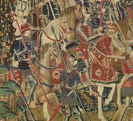 Arazzo che mostra le conquiste del re Alfonso V del Portogallo (Conquistas de Alfonso V de Portugal), Tournai (dettaglio)