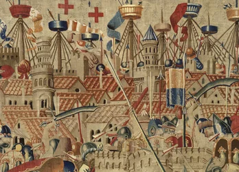 Arazzo che mostra le Conquiste del re Alfonso V del Portogallo (Conquistas de Alfonso V de Portugal), Tournai (dettaglio)