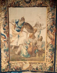 La cattedrale. La collezione della cattedrale. Arazzo fiammingo. La Storia di Roma (?). Firmato: “BB D EGGERMANS Ian Le Clerc, D Eggermans”. Bruxelles. Inizio XVII secolo.