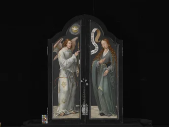Trittico con la Vergine e il Bambino, Santa Barbara e Santa Caterina