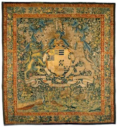 Arazzo di verdura con le armi di Robert Dudley, conte di Leicester, circa 1570-1585