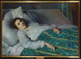 Giovane donna sul letto di morte (dipinto su tela)